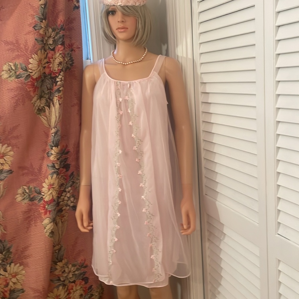 Vintage NIGHTGOWN pale pink tricot by RADCLIFFE size SMALL - Picture 4 of 13